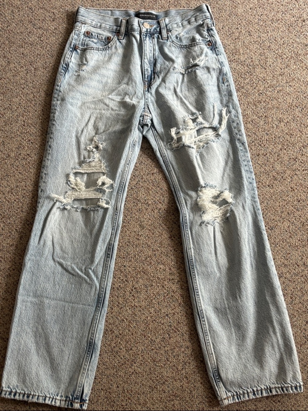 Aeropostale Light Wash Distressed High rise Baggy Jeans size 6 short